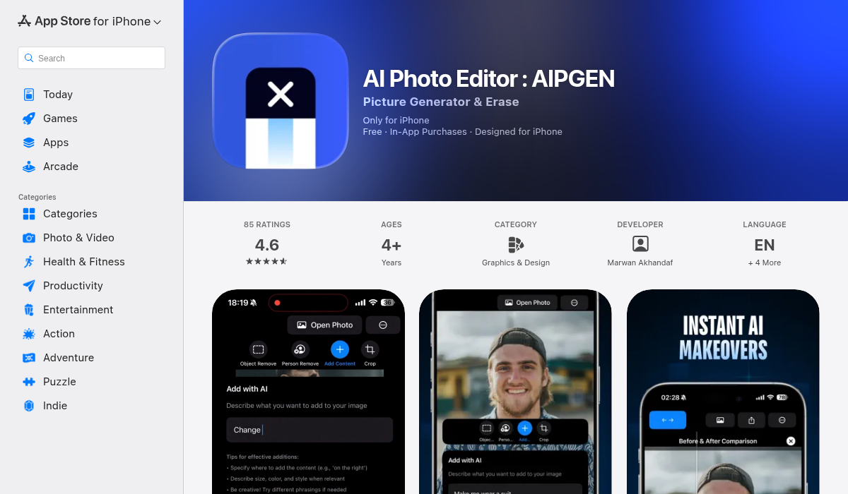 AIPGEN AI Photo Editor on the App Store
