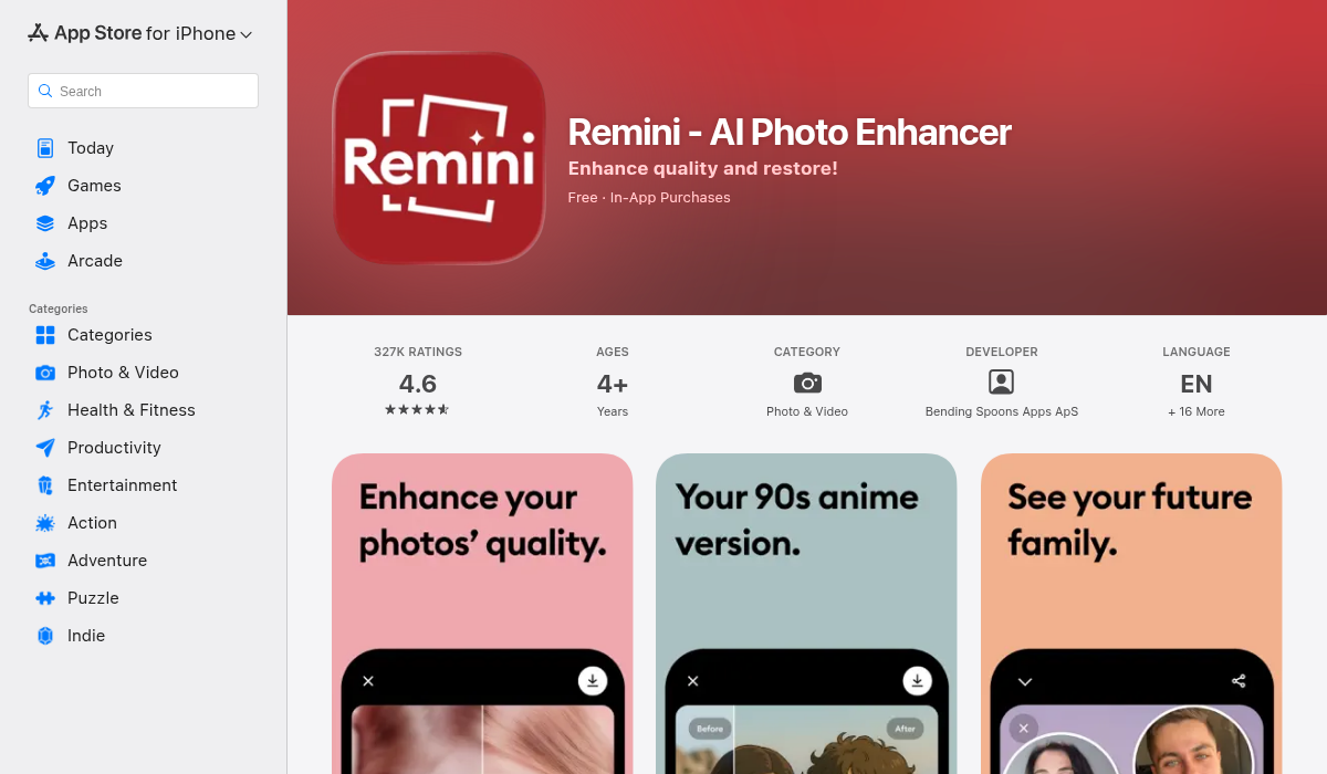 Remini AI Photo Enhancer on the App Store