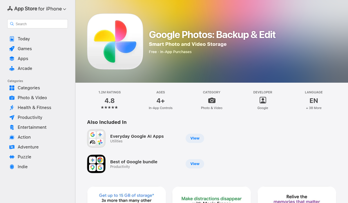 Google Photos on the App Store