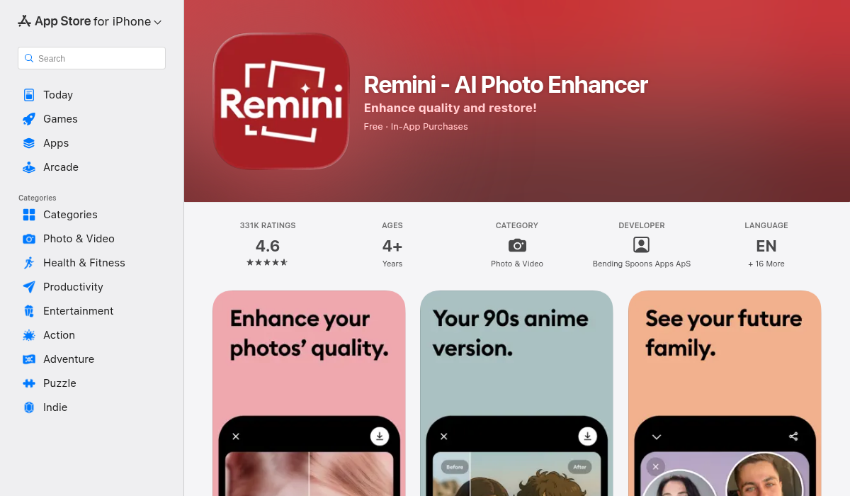 Remini on the App Store