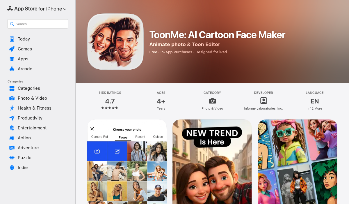 ToonMe AI Cartoon Face Maker on the App Store
